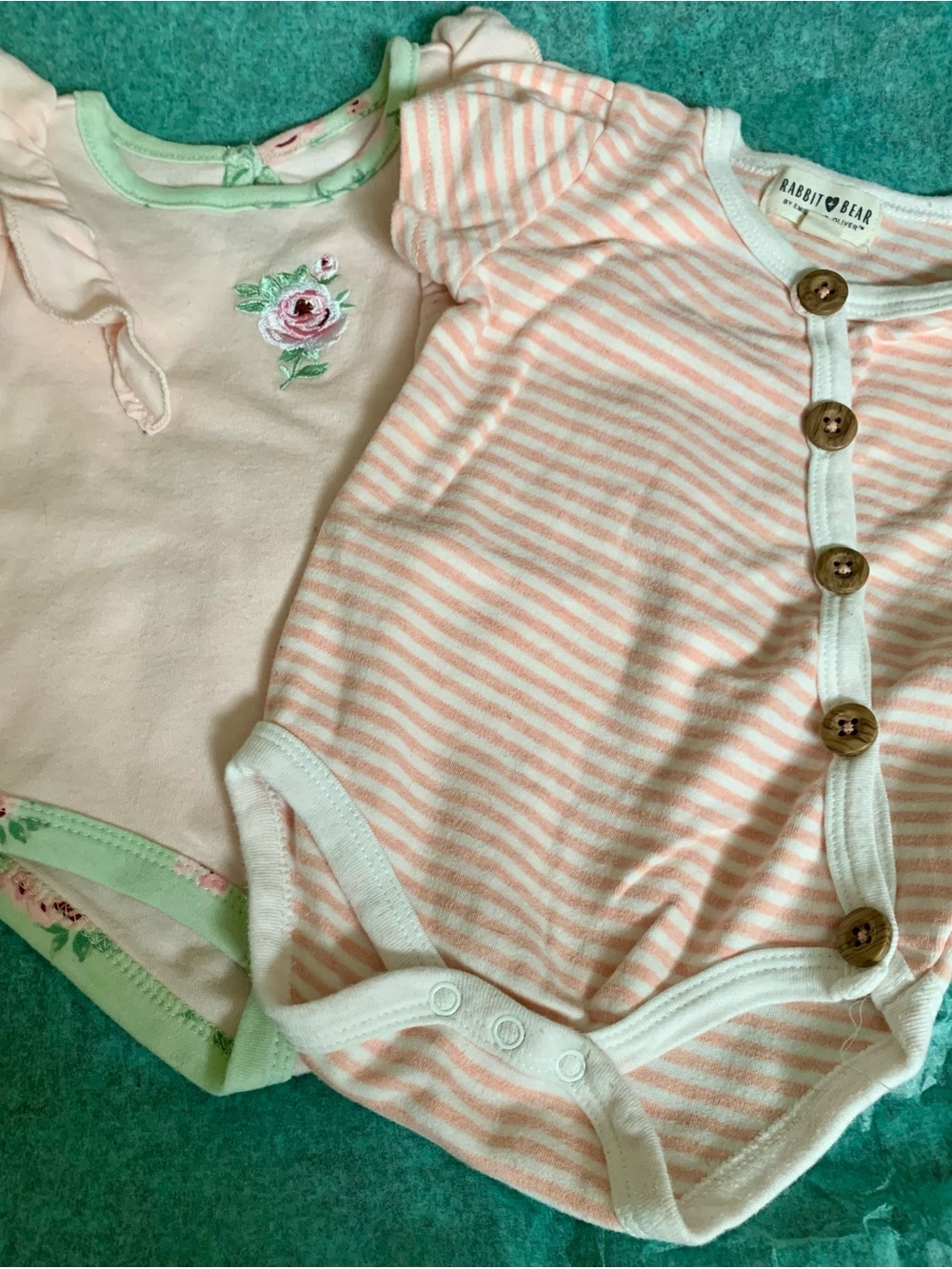 Rabbit & Bear Pink Striped Baby One-Piece Bodysuit - Soft Cotton